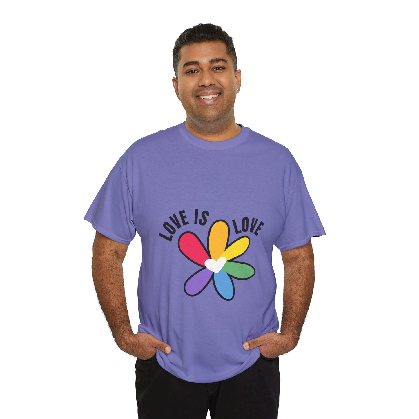 Unisex Heavy Cotton Tee - Rainbow Flower