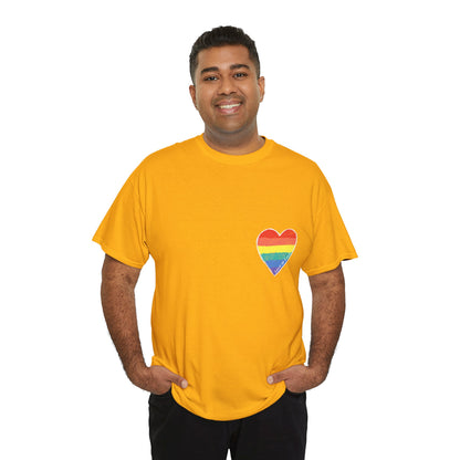 Unisex Heavy Cotton Tee - Love Is Love Rainbow Heart Mini