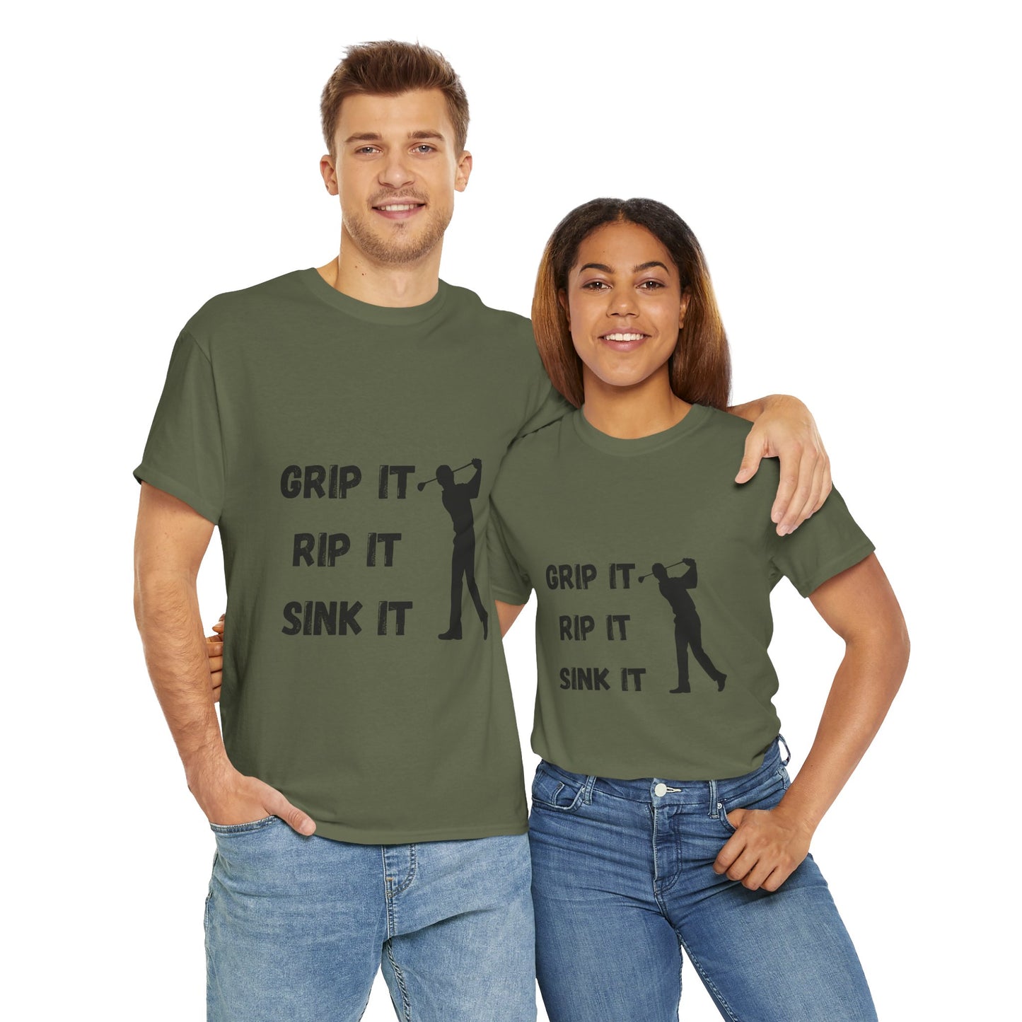 Unisex Heavy Cotton Tee - Grip It, Rip It, Sink It Man