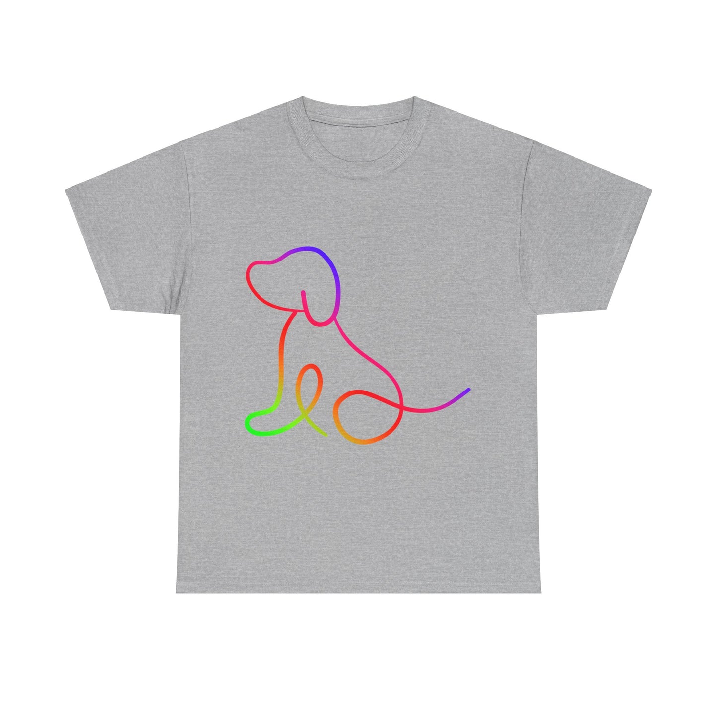 vibrant animal lover t-shirt with colourful rainbow dog outline. Great for as a gift. Great for wildlife adventures.