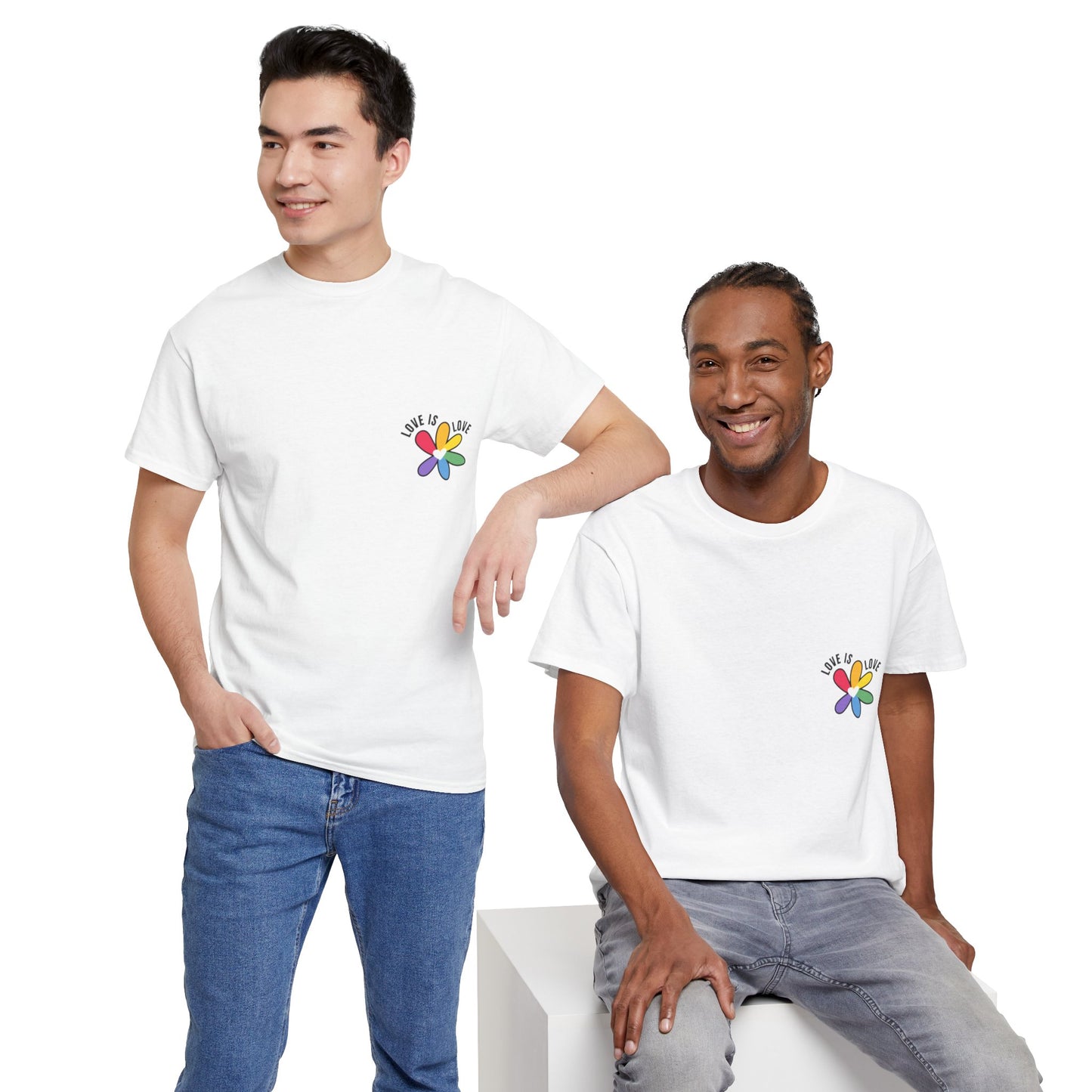 Unisex Heavy Cotton Tee - Rainbow Flower Mini