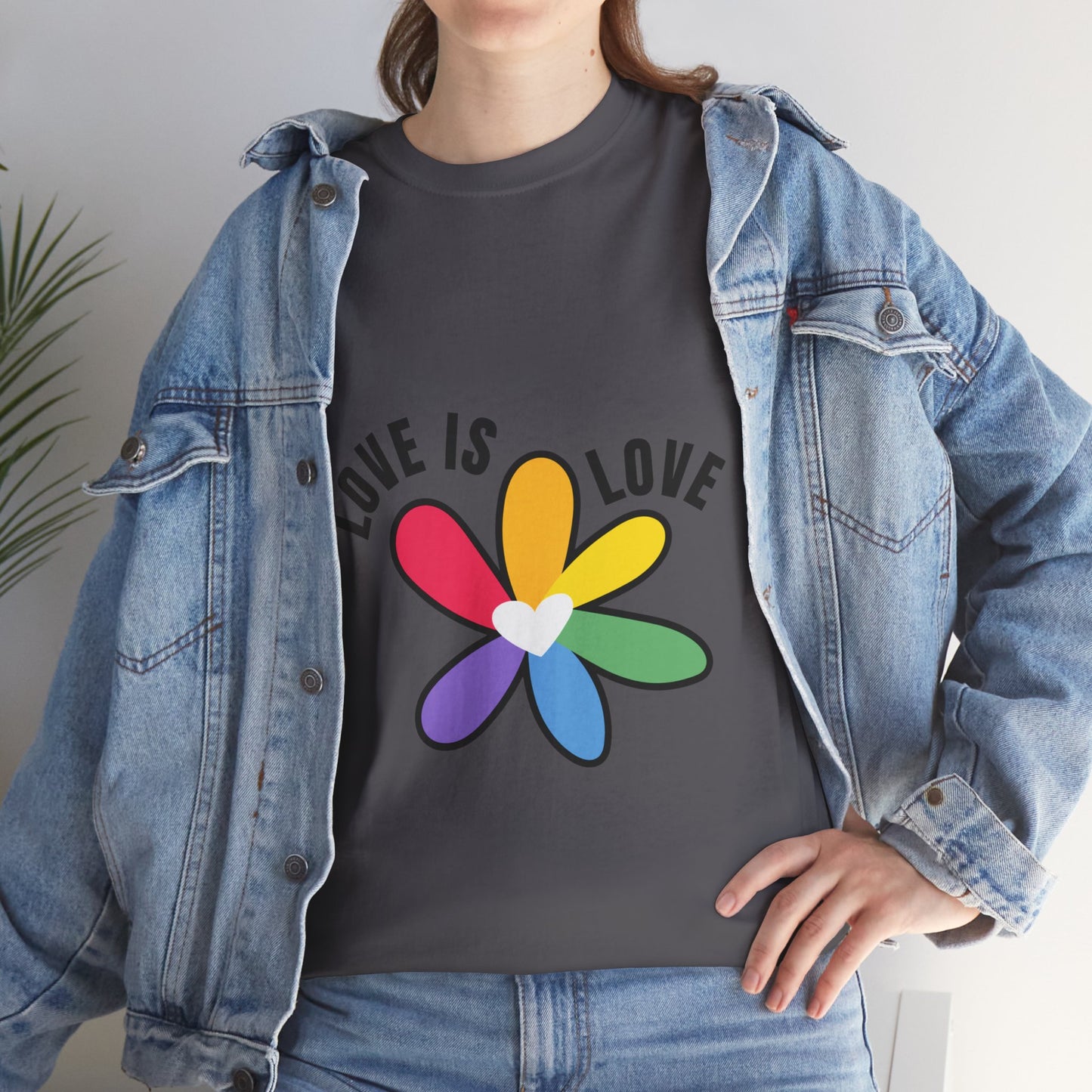 Unisex Heavy Cotton Tee - Rainbow Flower