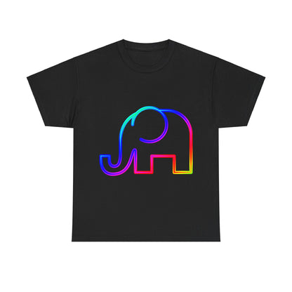 vibrant animal lover t-shirt with colourful rainbow elephant outline. Great for as a gift. Great for wildlife adventures.