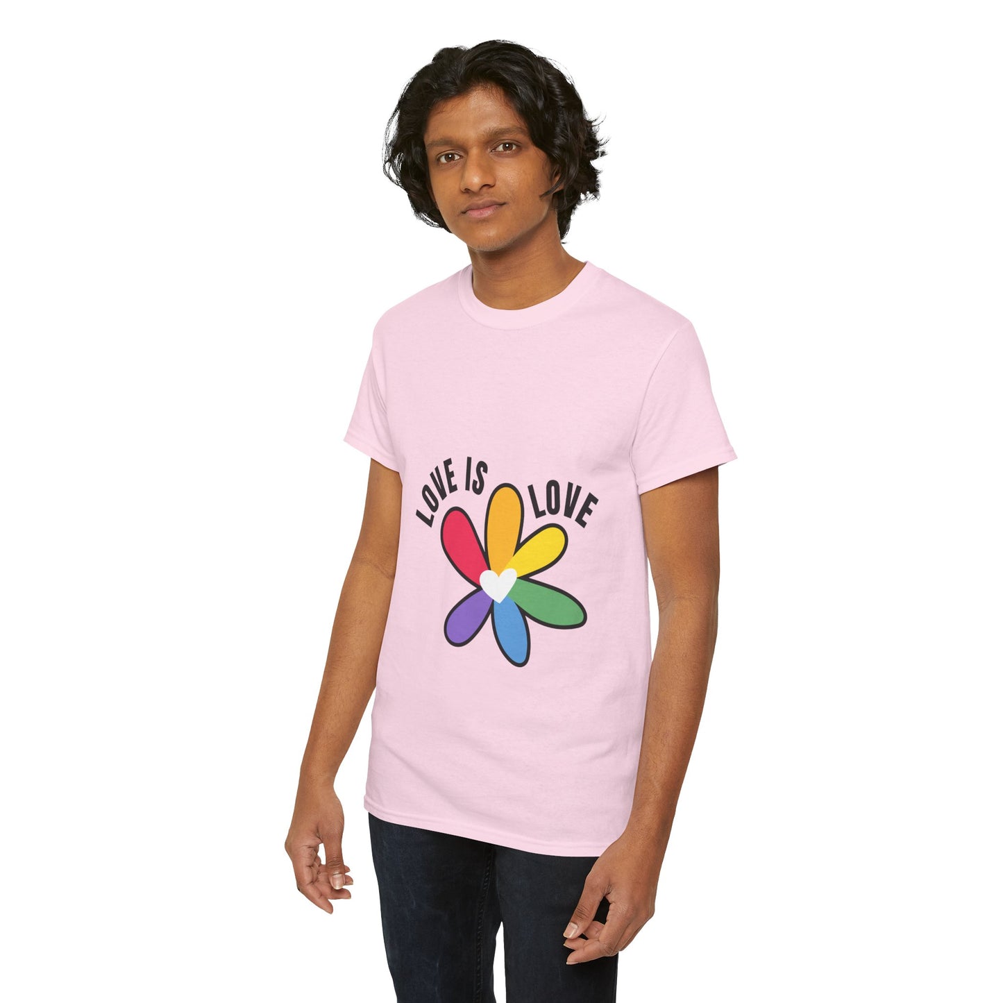 Unisex Heavy Cotton Tee - Rainbow Flower