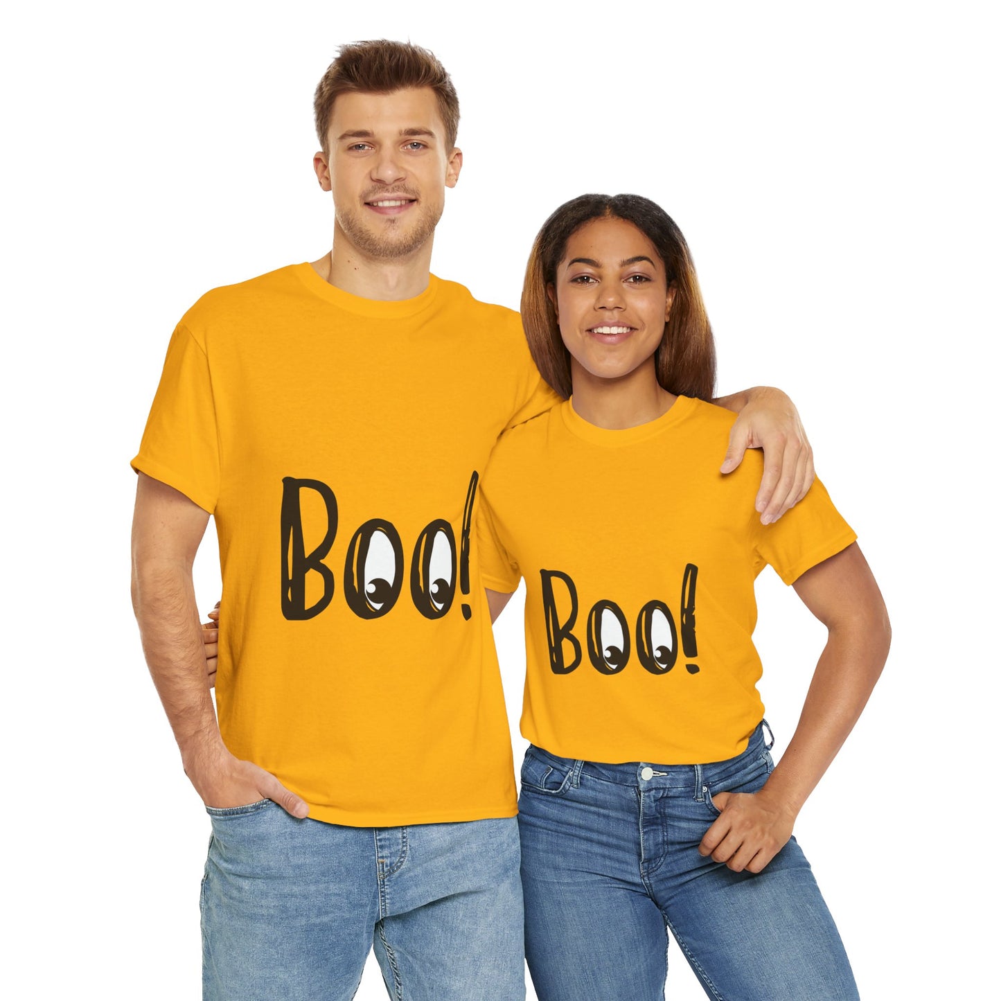 Unisex Heavy Cotton Tee - Boo Black Print