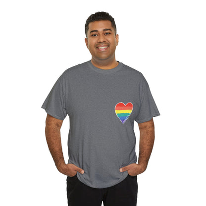 Unisex Heavy Cotton Tee - Love Is Love Rainbow Heart Mini