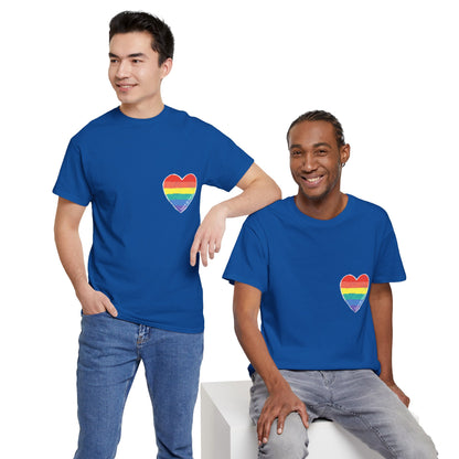 Unisex Heavy Cotton Tee - Love Is Love Rainbow Heart Mini