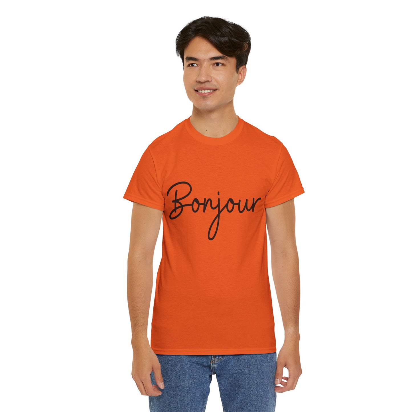 "Bonjour" (French Greeting) Unisex Heavy Cotton Tee