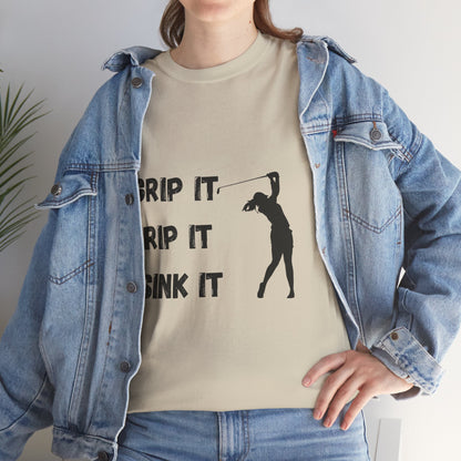 Unisex Heavy Cotton Tee - Grip It, Rip It, Sink It Woman