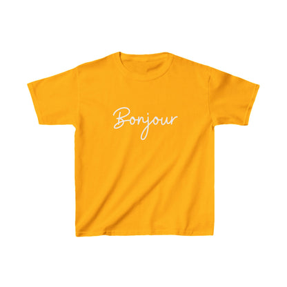 "Bonjour" & "Au Revoir" (French Greetings) Kids Heavy Cotton™ Tee