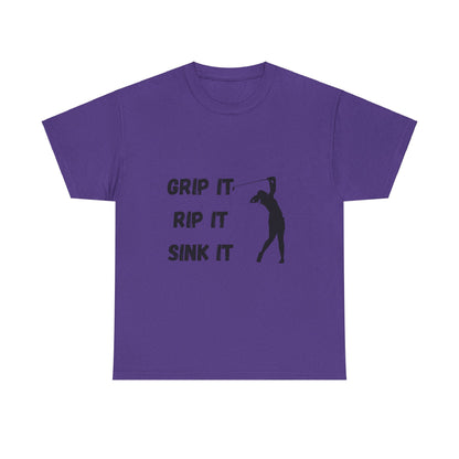 Unisex Heavy Cotton Tee - Grip It, Rip It, Sink It Woman