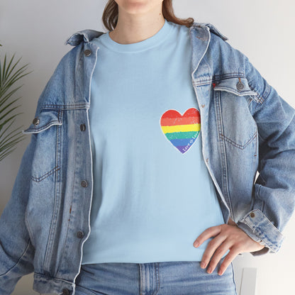 Unisex Heavy Cotton Tee - Love Is Love Rainbow Heart Mini