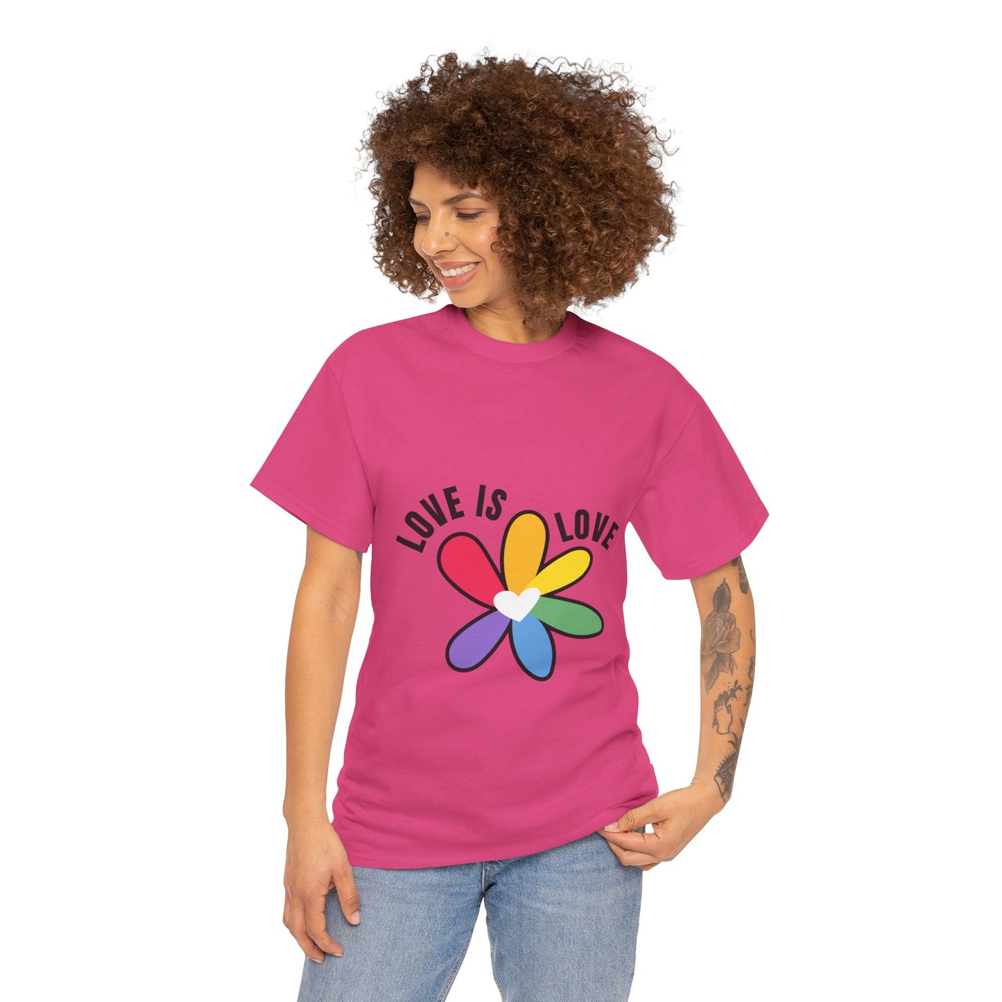 Unisex Heavy Cotton Tee - Rainbow Flower