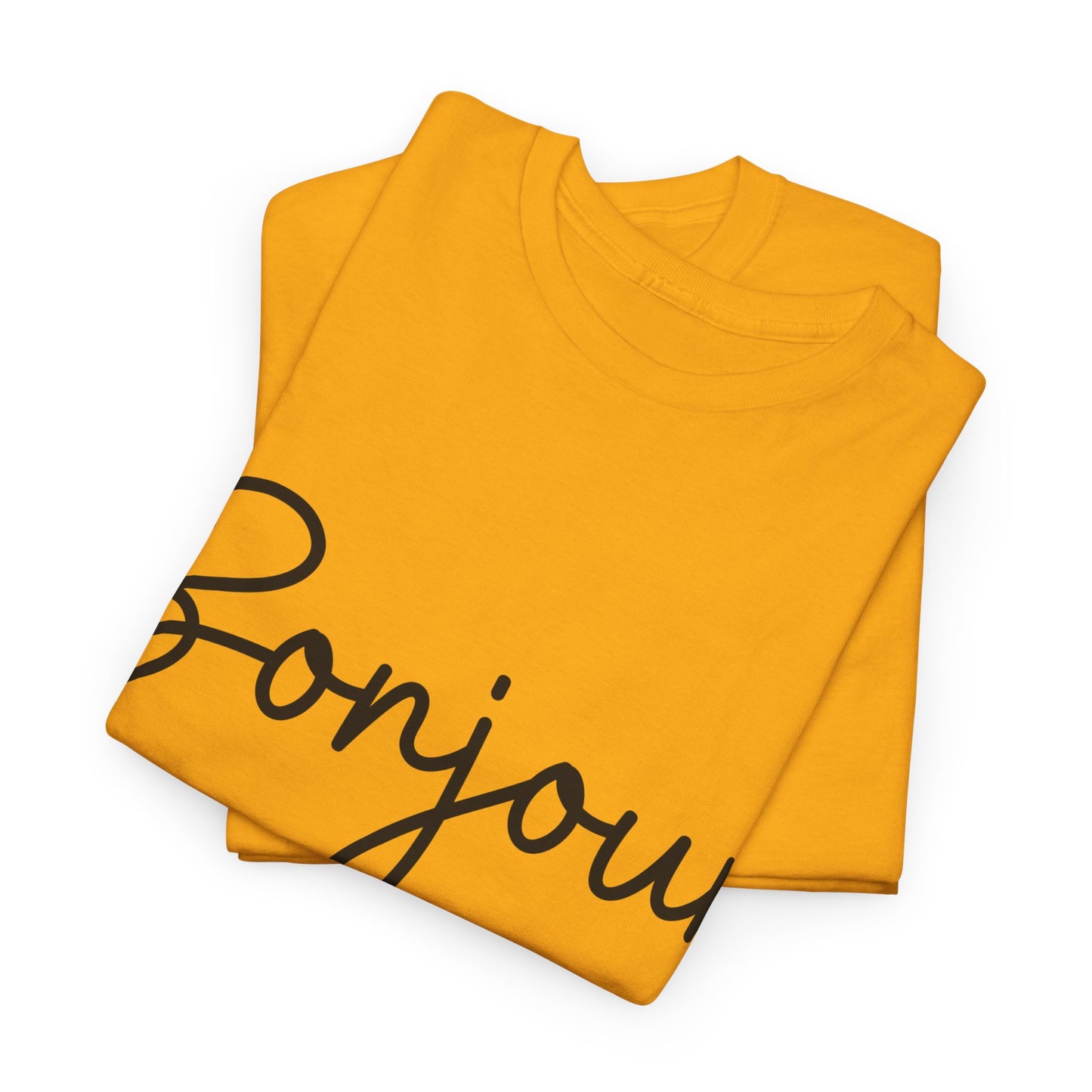 "Bonjour" (French Greeting) Unisex Heavy Cotton Tee