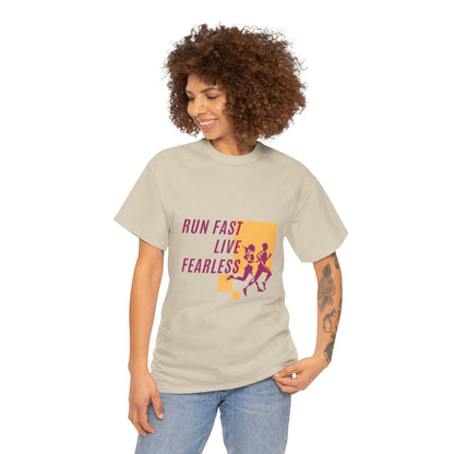 Unisex Heavy Cotton Tee - Run Fast, Live Fearless