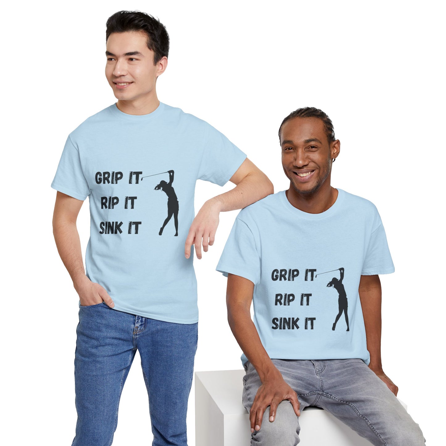 Unisex Heavy Cotton Tee - Grip It, Rip It, Sink It Woman