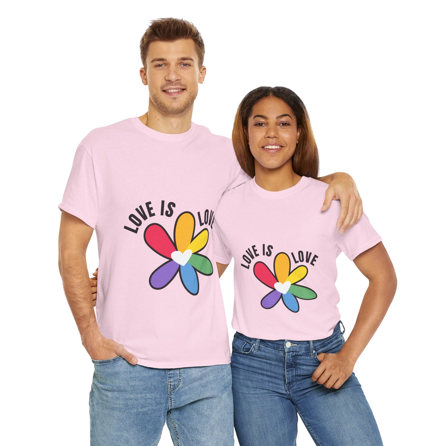 Unisex Heavy Cotton Tee - Rainbow Flower