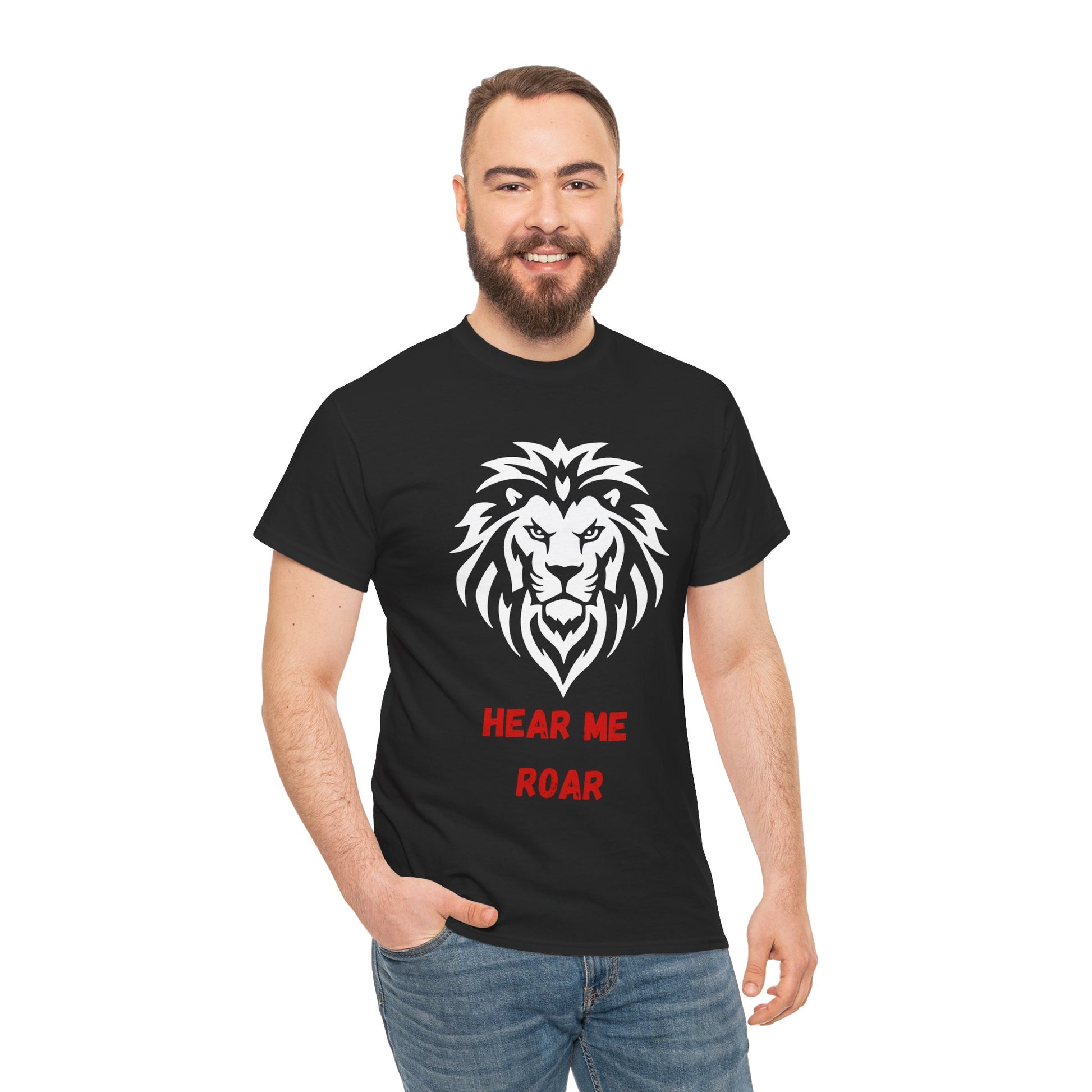 Hear me Roar T-Shirt, Bright, vibrant, make a statement t-shirt. This is for the bold, certain, animal lover, who adores a cat.  Full with paw on the rear. Wildlife.