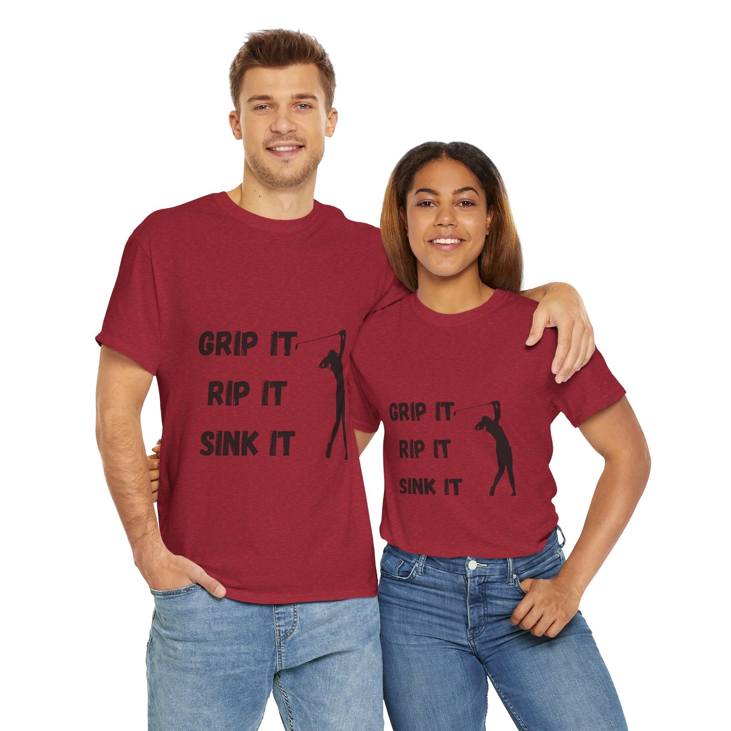 Unisex Heavy Cotton Tee - Grip It, Rip It, Sink It Woman