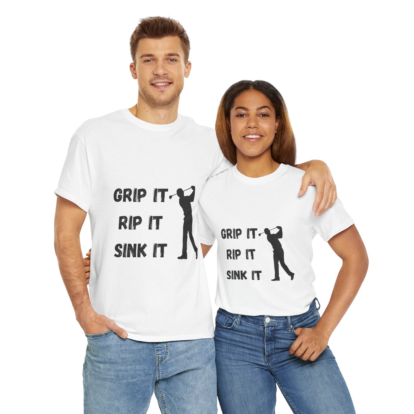 Unisex Heavy Cotton Tee - Grip It, Rip It, Sink It Man