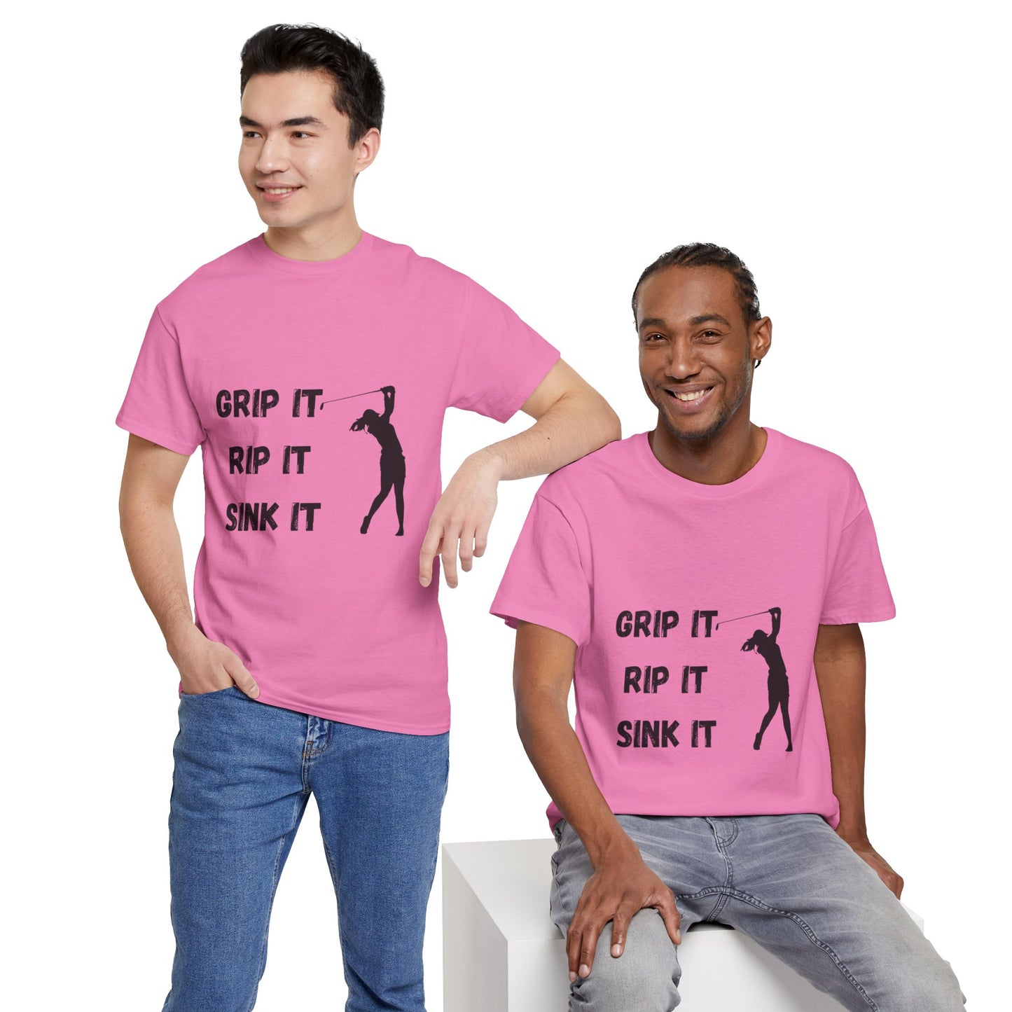 Unisex Heavy Cotton Tee - Grip It, Rip It, Sink It Woman