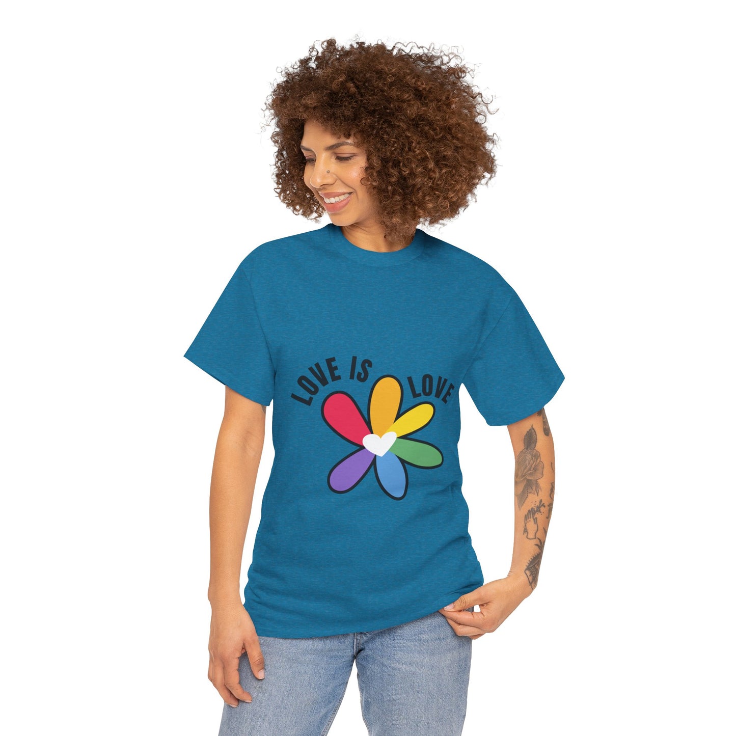 Unisex Heavy Cotton Tee - Rainbow Flower