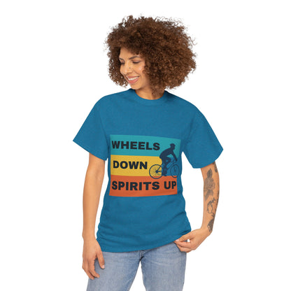 Unisex Heavy Cotton Tee - Wheels Down, Spirits Up