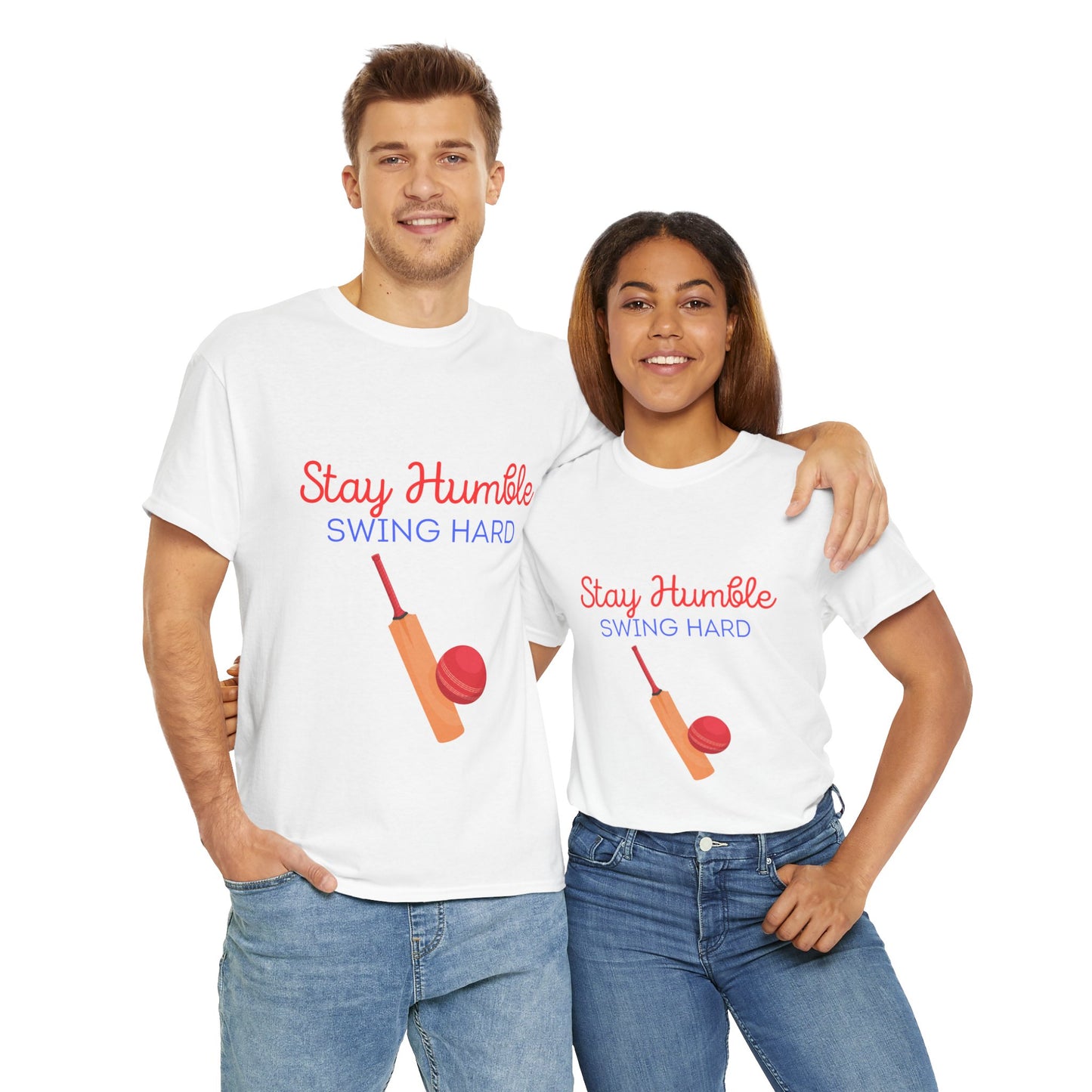 Unisex Heavy Cotton Tee - Stay Humble, Swing Hard