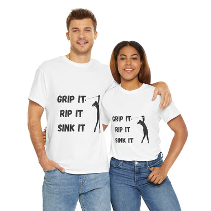 Unisex Heavy Cotton Tee - Grip It, Rip It, Sink It Woman