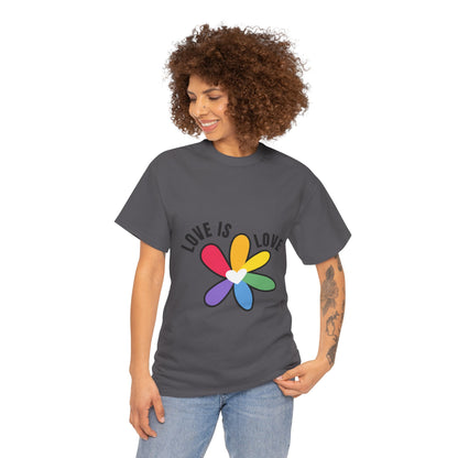 Unisex Heavy Cotton Tee - Rainbow Flower