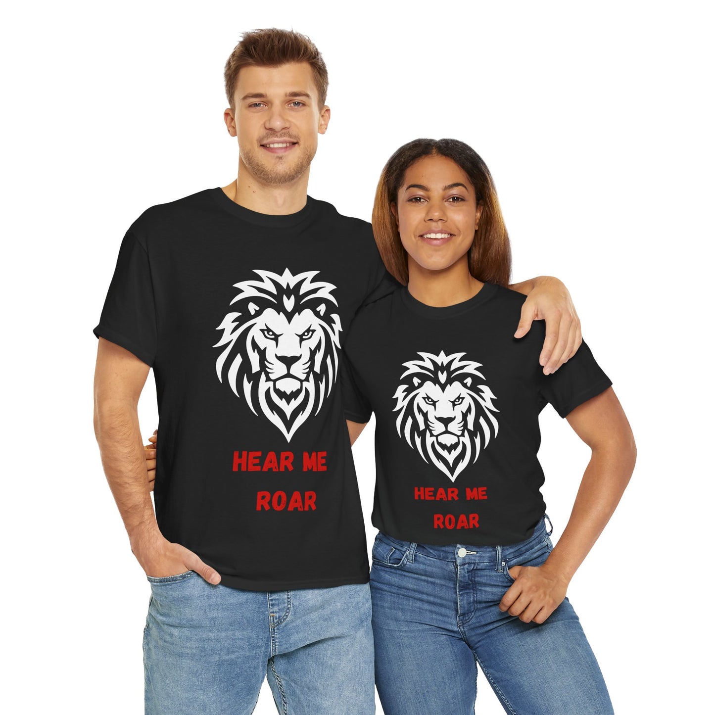 Hear me Roar T-Shirt, Bright, vibrant, make a statement t-shirt. This is for the bold, certain, animal lover, who adores a cat.  Full with paw on the rear. Wildlife.