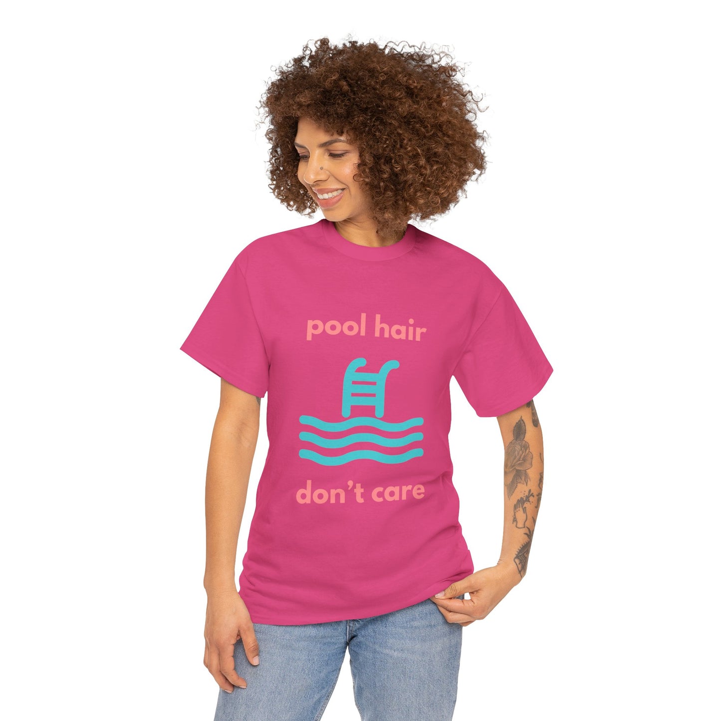 Unisex Heavy Cotton Tee - Pool Hair, Don't Care