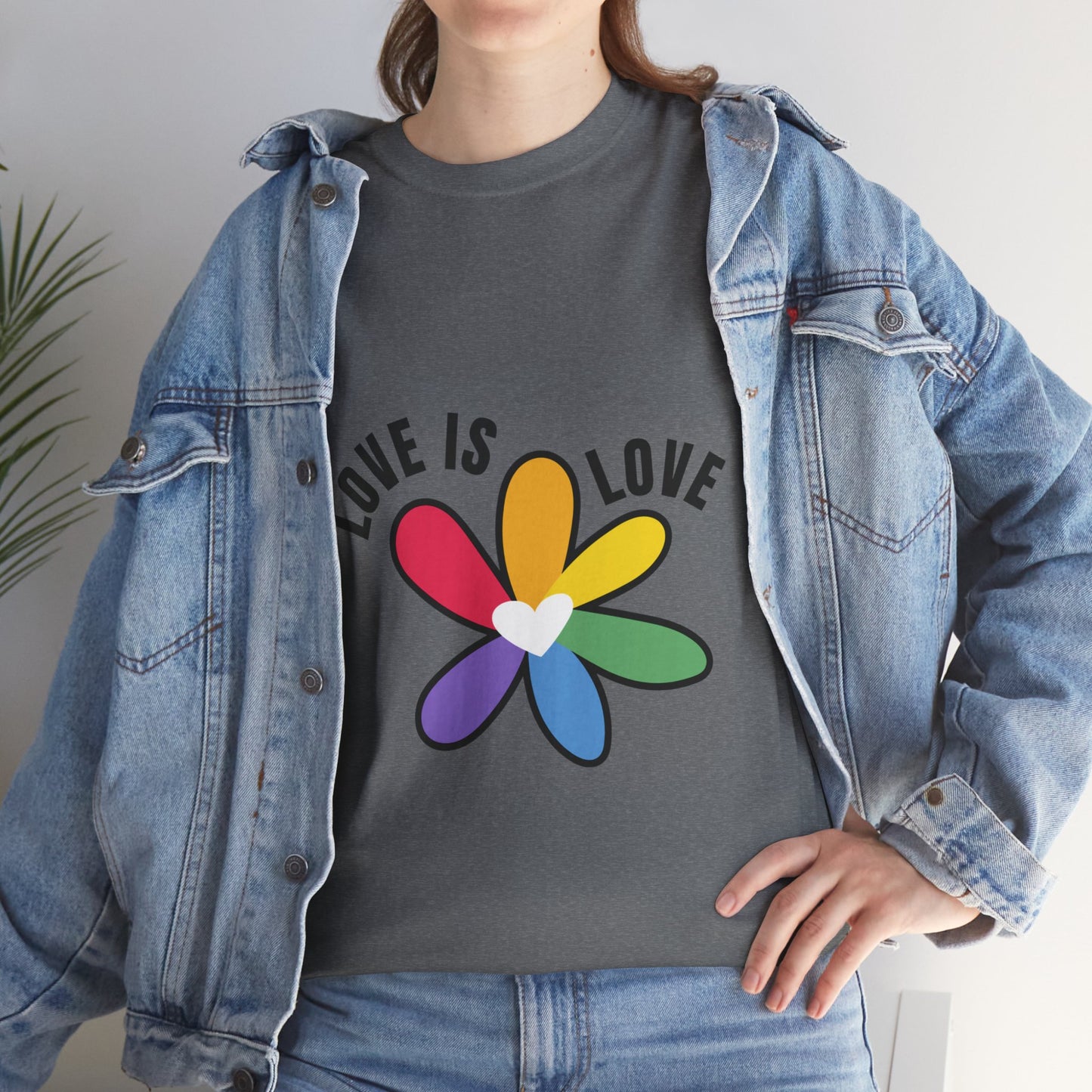 Unisex Heavy Cotton Tee - Rainbow Flower