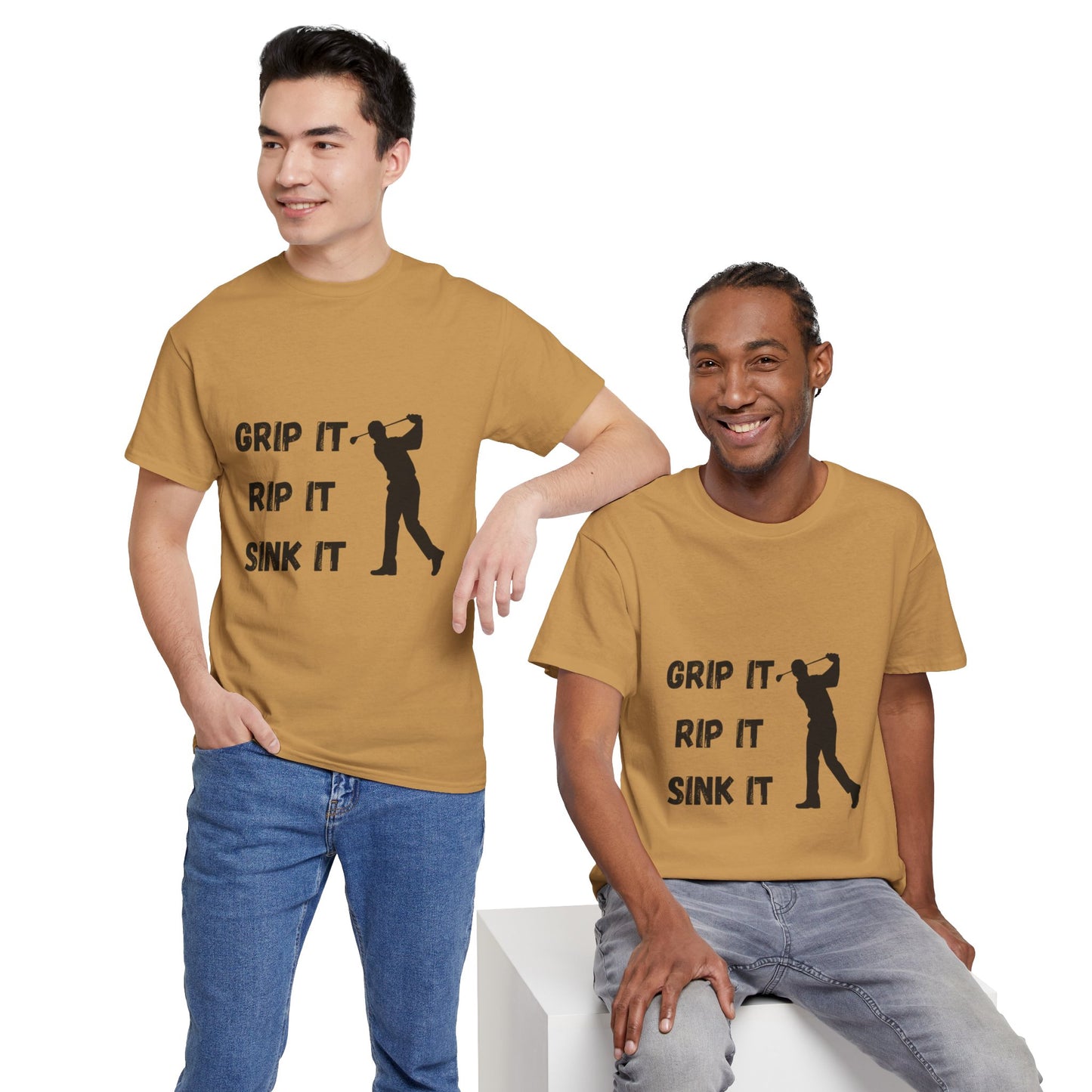 Unisex Heavy Cotton Tee - Grip It, Rip It, Sink It Man