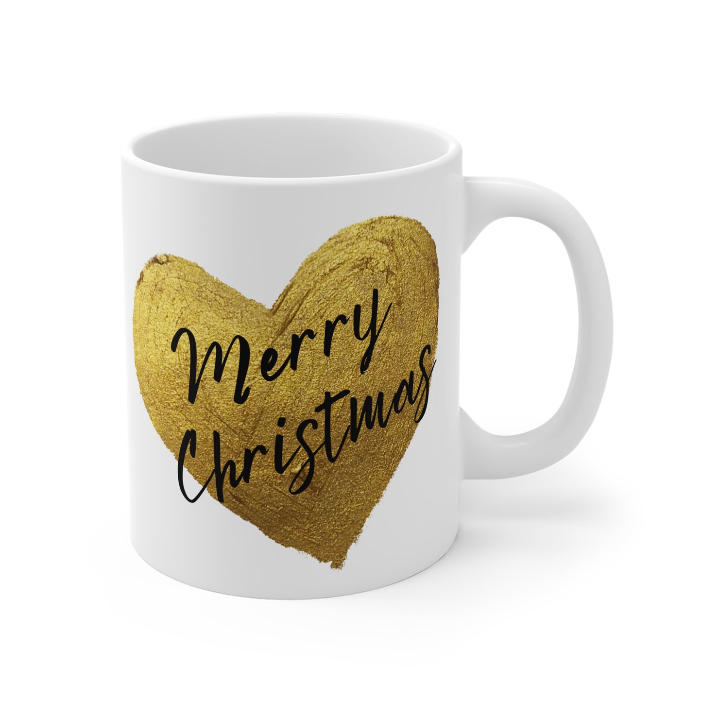 Merry Christmas Gold Heart Mug