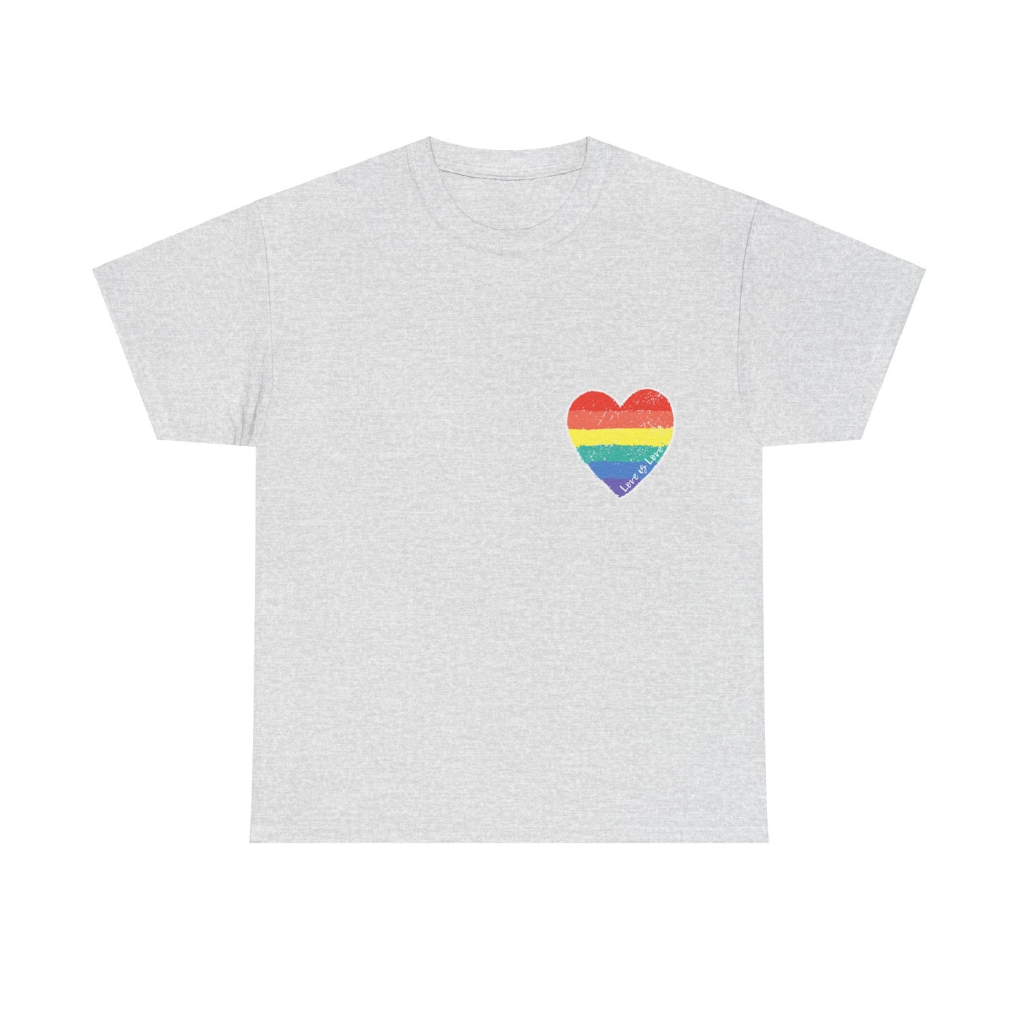 Unisex Heavy Cotton Tee - Love Is Love Rainbow Heart Mini