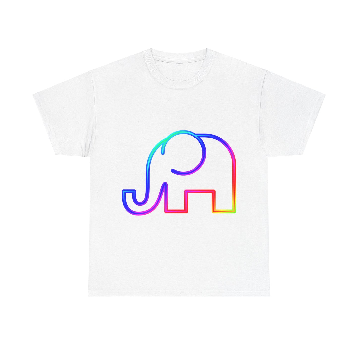 vibrant animal lover t-shirt with colourful rainbow elephant outline. Great for as a gift. Great for wildlife adventures.