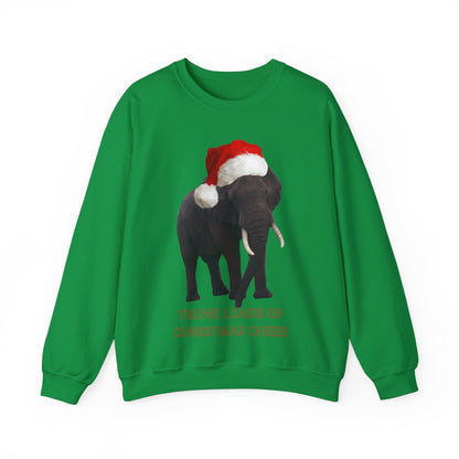 vibrant Elephant themed christmas jumper for animal lovers and wildlife lovers. trunk loads of Christmas Cheer