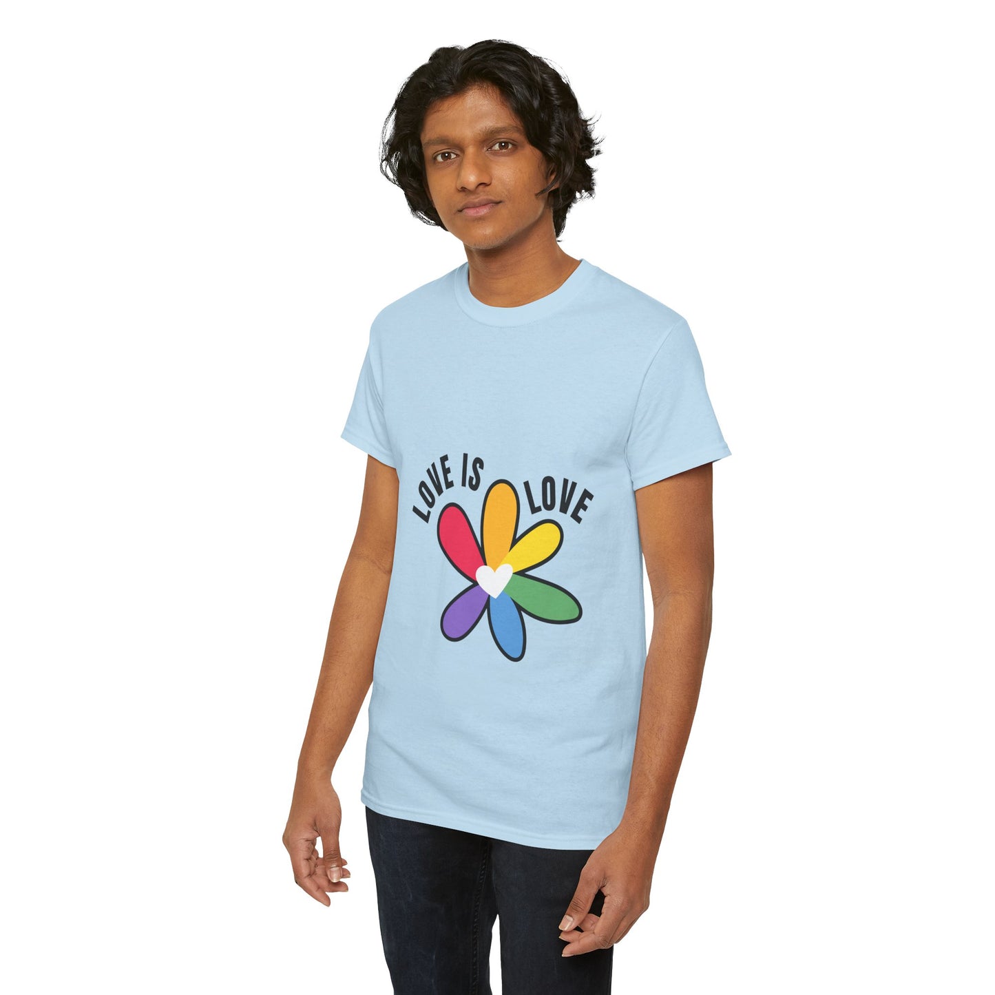 Unisex Heavy Cotton Tee - Rainbow Flower