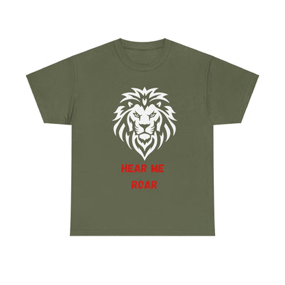 Hear me Roar T-Shirt, Bright, vibrant, make a statement t-shirt. This is for the bold, certain, animal lover, who adores a cat.  Full with paw on the rear. Wildlife.