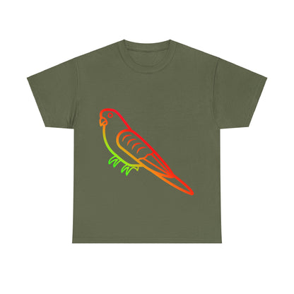 Vibrant Budgie Rainbow T-Shirt that exudes a playful and colorful vibe. Perfect for animal lovers, festival-goers, and anyone who wants to add a pop of fun to their wardrobe. Ideal for Pride Month, music festivals, and casual outings.