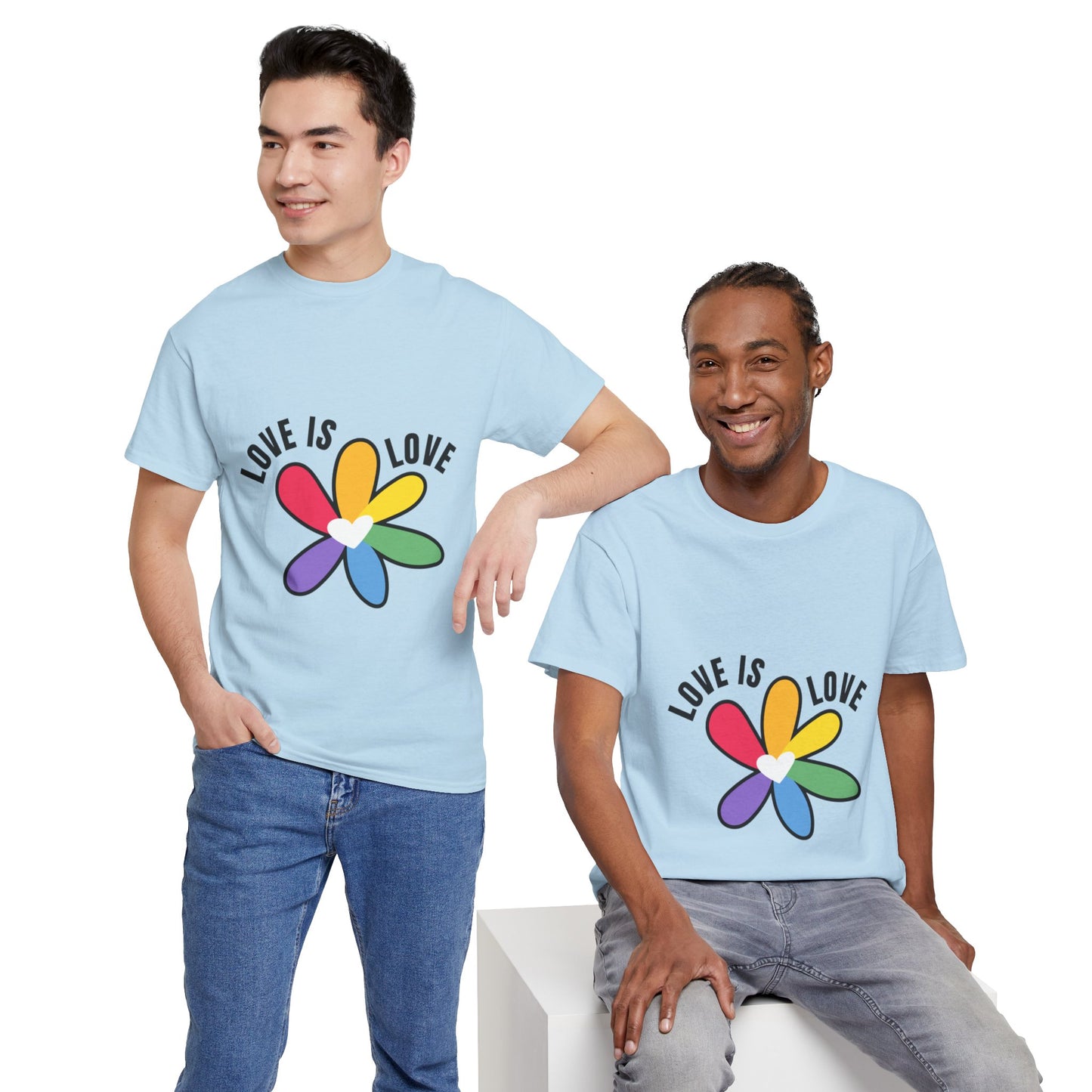 Unisex Heavy Cotton Tee - Rainbow Flower