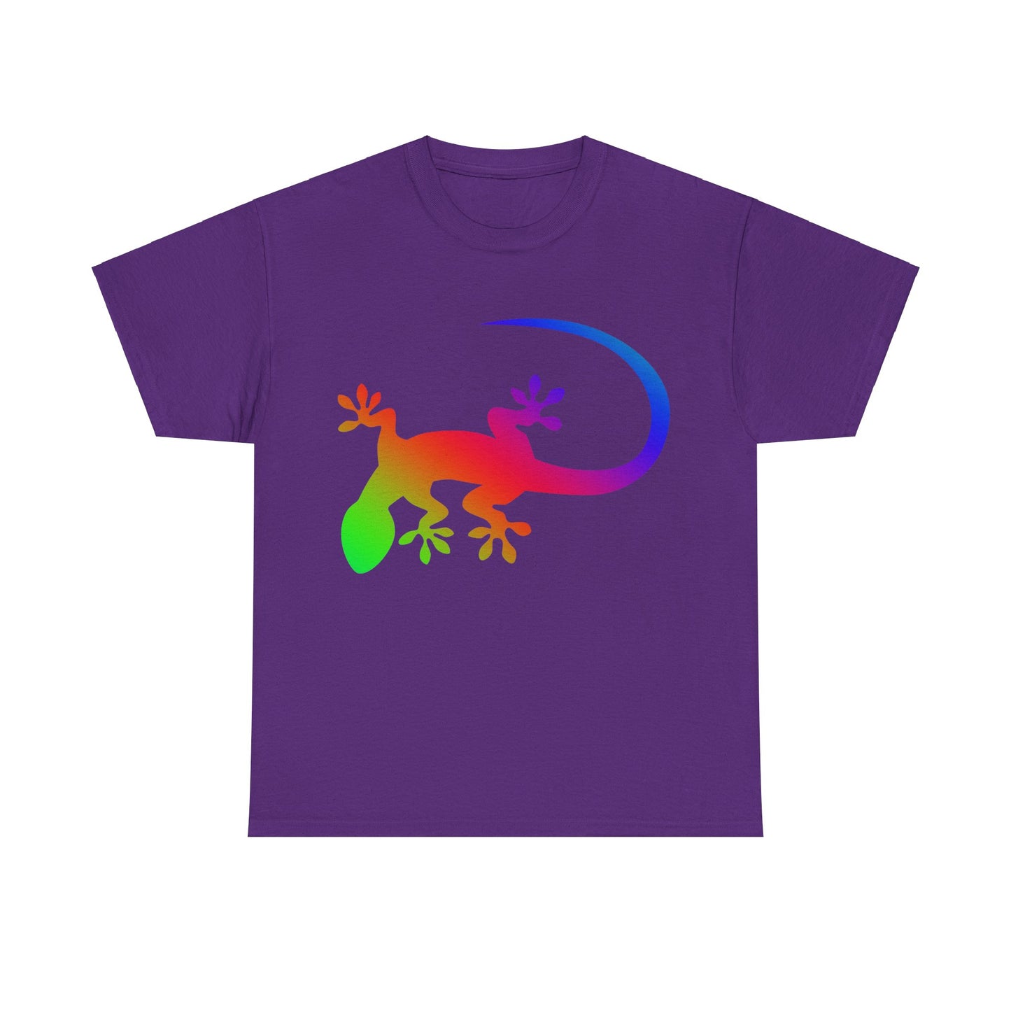 vibrant animal lover t-shirt with colourful rainbow gecko outline. Great for as a gift. Great for wildlife adventures.