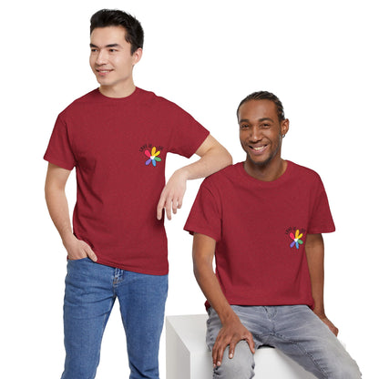 Unisex Heavy Cotton Tee - Rainbow Flower Mini