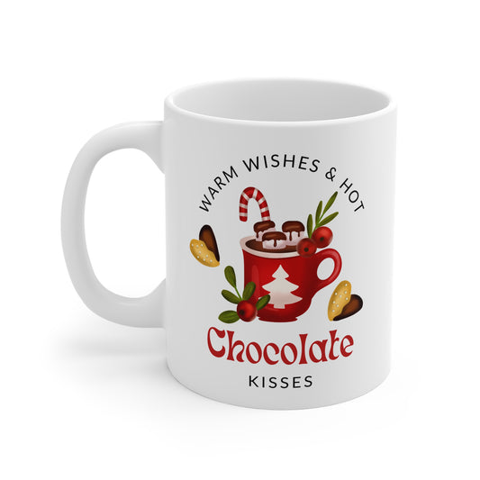 Mug Warm Wishes Hot Chocolate Kisses Festive Drink Design