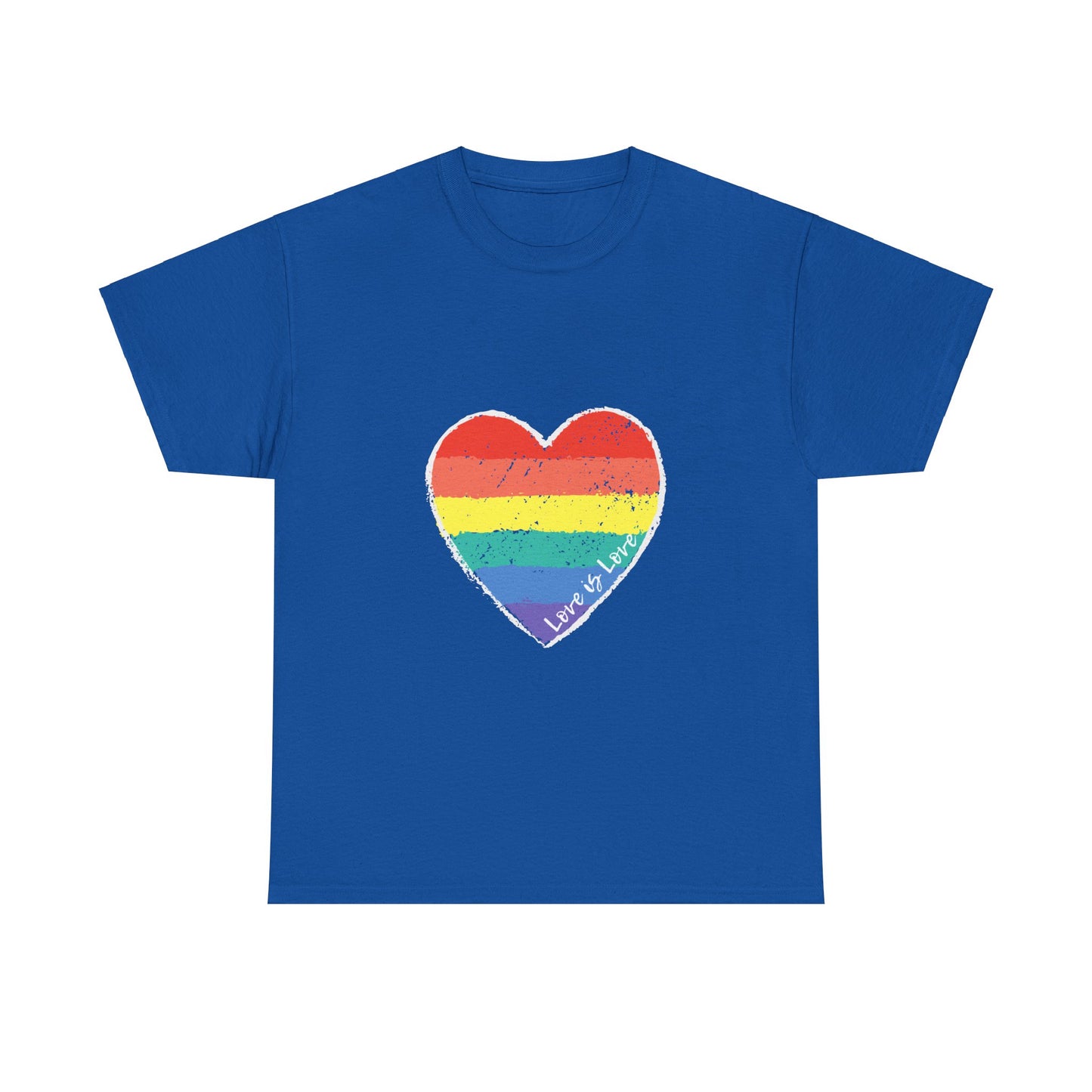 Unisex Heavy Cotton Tee - Love Is Love Rainbow Heart