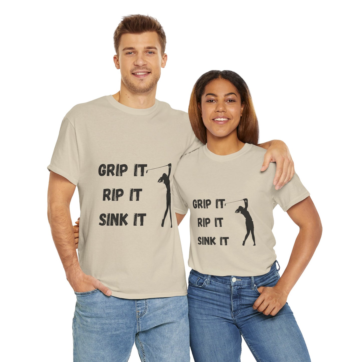 Unisex Heavy Cotton Tee - Grip It, Rip It, Sink It Woman