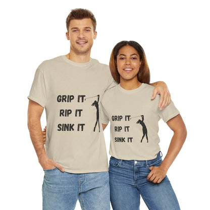 Unisex Heavy Cotton Tee - Grip It, Rip It, Sink It Woman