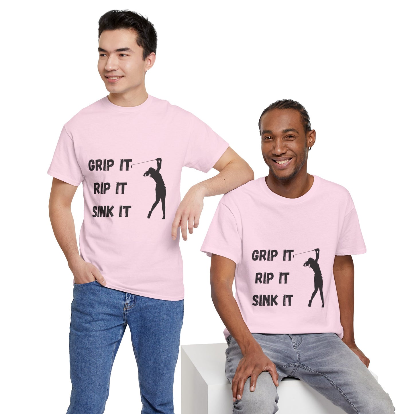 Unisex Heavy Cotton Tee - Grip It, Rip It, Sink It Woman