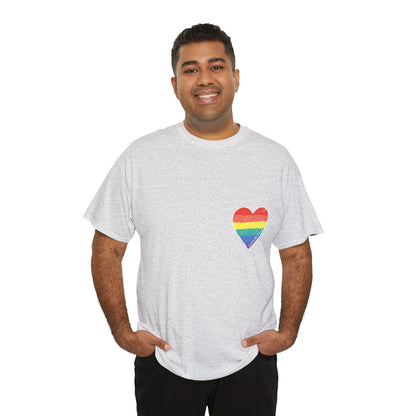 Unisex Heavy Cotton Tee - Love Is Love Rainbow Heart Mini